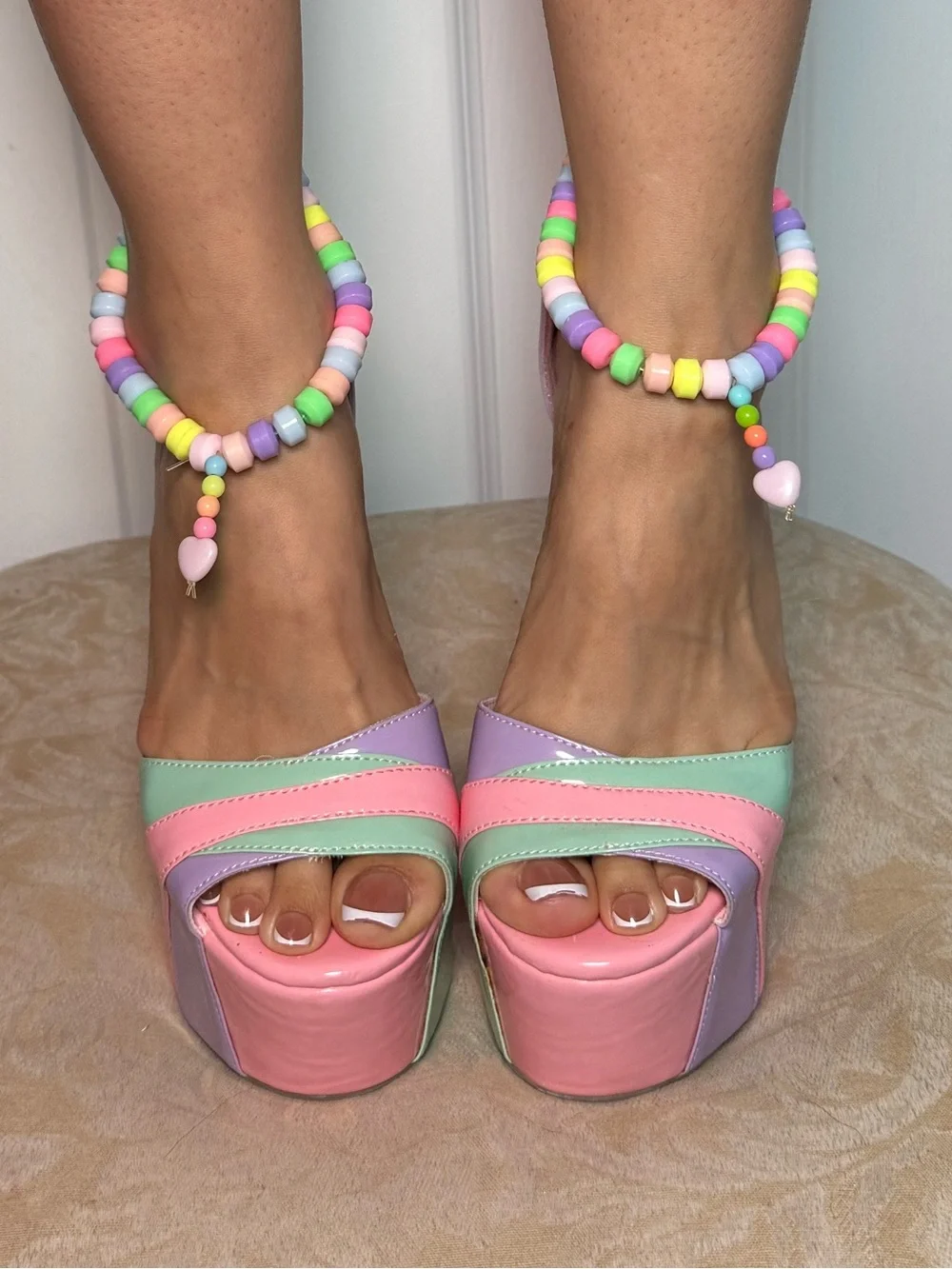 Sugar Thrillz CANDY Pastel Multi-Color Platform Heels